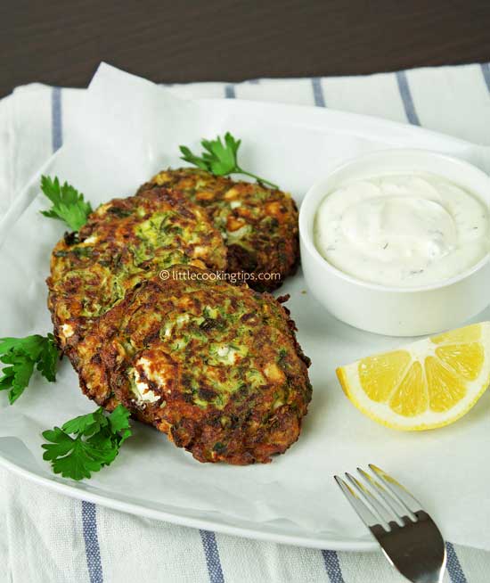 Greek zucchini and feta fritters (Kolokythokeftedes) Greek zucchini and feta fritters (Kolokythokeftedes)
